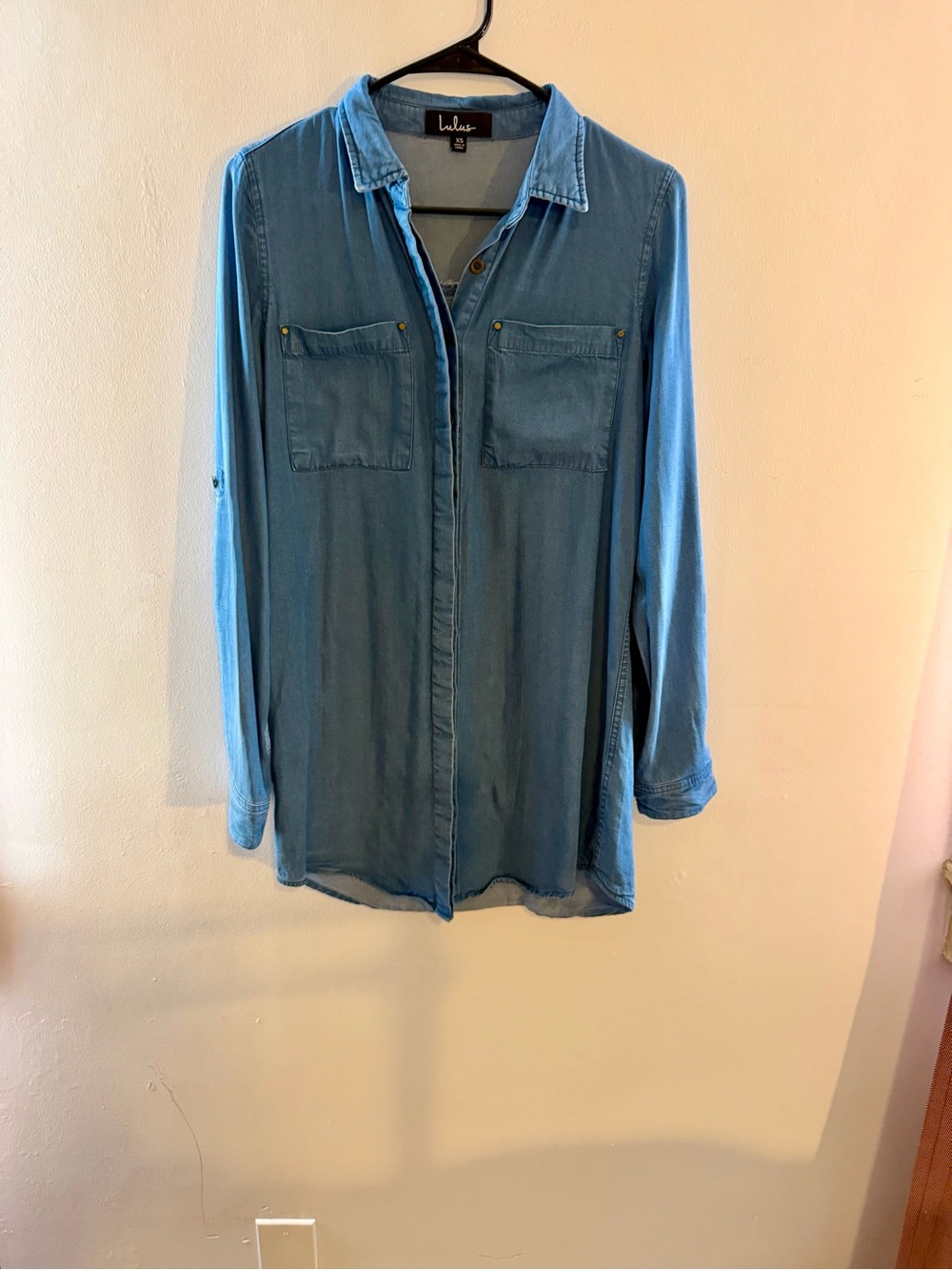 Lulu's Light Blue Denim-Look Mini Dress
